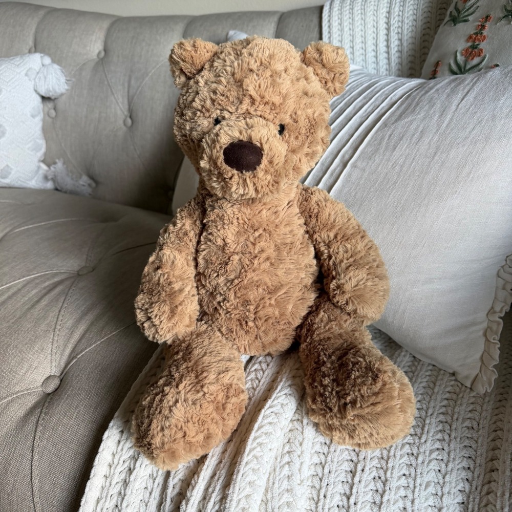 JELLYCAT Bumbly Bear Brown Textured Plush Kids Medium Excellent